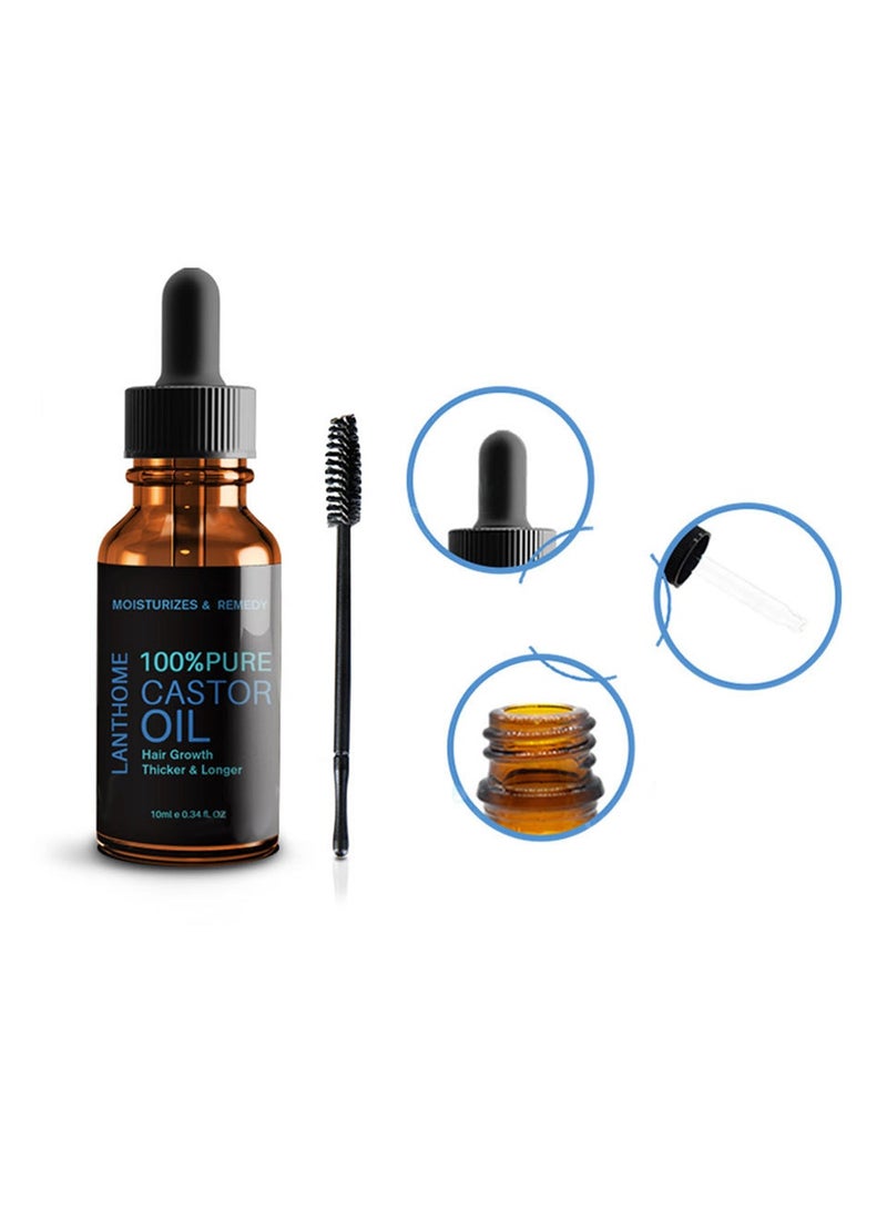 Lanthome 100% زيت الخروع النقي، زيت شعر الخروع، زيت نمو الشعر، يحفز النمو الصحي للرموش والحواجب والشعر، لشعر أكثر كثافة وطولًا 10 مل - Image 5