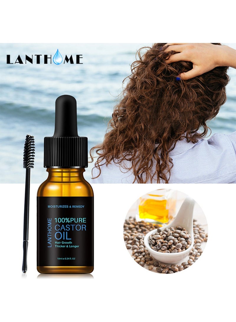 Lanthome 100% زيت الخروع النقي، زيت شعر الخروع، زيت نمو الشعر، يحفز النمو الصحي للرموش والحواجب والشعر، لشعر أكثر كثافة وطولًا 10 مل - Image 2