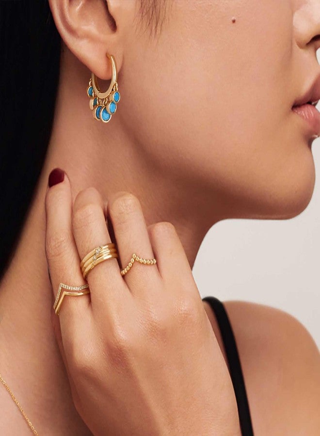 BENEIGE Gold Dangle Huggie Hoop Earrings for Women 14k Gold Plated Dainty Dangle Hoops Earrings Boho Beach Handmade Hypoallergenic Jewelry Gift, 10mm, Brass, No Gemstone - Image 2