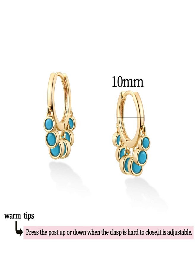 BENEIGE Gold Dangle Huggie Hoop Earrings for Women 14k Gold Plated Dainty Dangle Hoops Earrings Boho Beach Handmade Hypoallergenic Jewelry Gift, 10mm, Brass, No Gemstone - Image 5