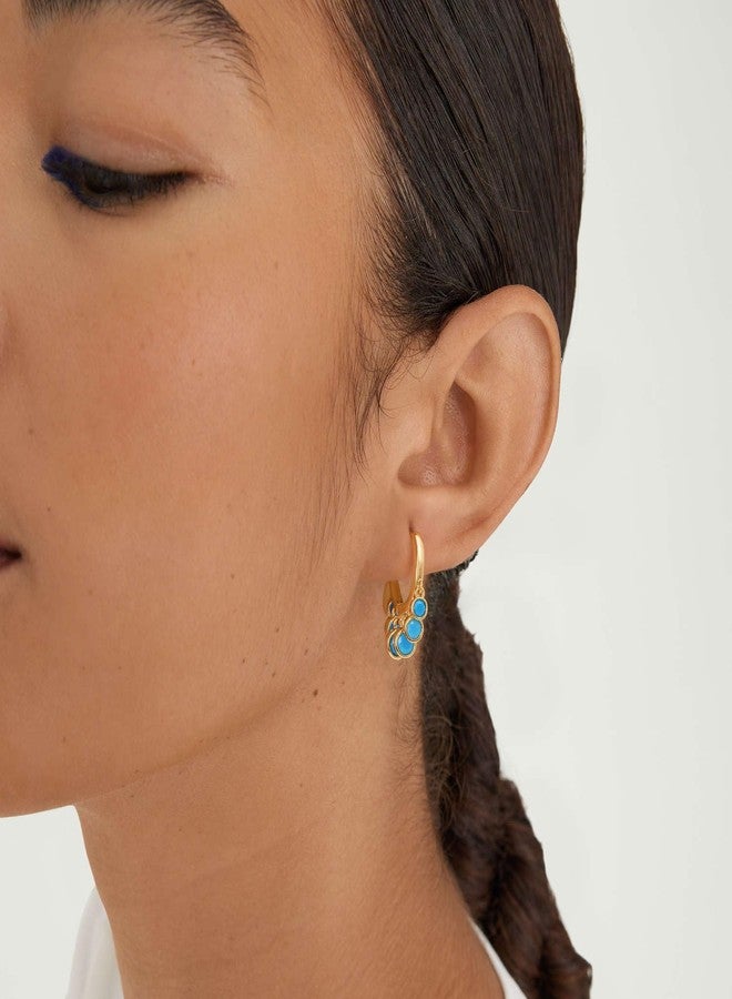 BENEIGE Gold Dangle Huggie Hoop Earrings for Women 14k Gold Plated Dainty Dangle Hoops Earrings Boho Beach Handmade Hypoallergenic Jewelry Gift, 10mm, Brass, No Gemstone - Image 3