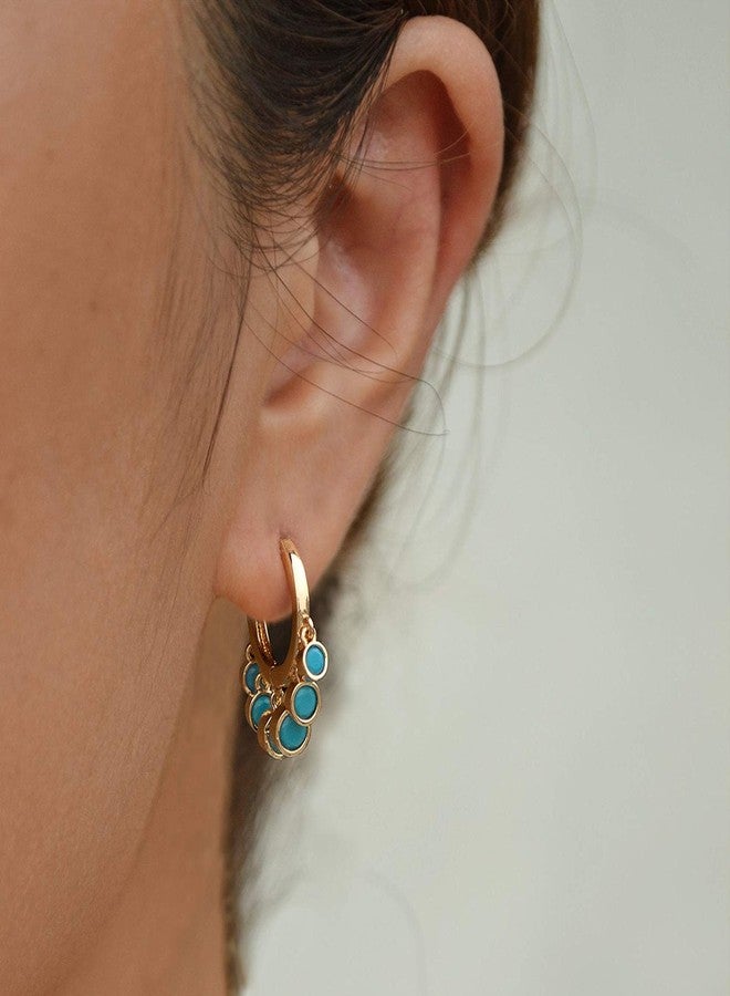 BENEIGE Gold Dangle Huggie Hoop Earrings for Women 14k Gold Plated Dainty Dangle Hoops Earrings Boho Beach Handmade Hypoallergenic Jewelry Gift, 10mm, Brass, No Gemstone - Image 4