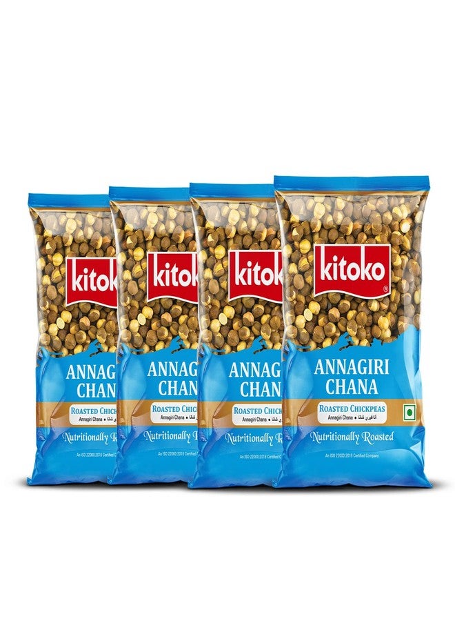 KITOKO FOODS Roasted Annagiri Chana Unsalted (1600gm), Plain Desi Chickpeas With Skin, Bhuna Chana Namkeen Snacks, Organic Whole Daria, Healthy & Gluten-Free Chana (400gm Pack of 4) - Image 1