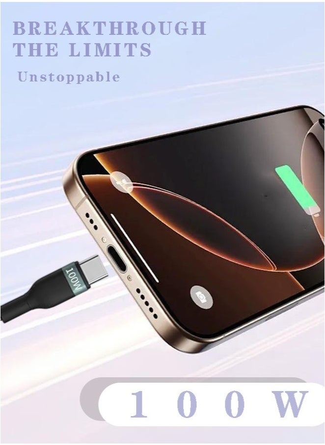 Generic 3-in-1 Multi-Functional Charging Cable 120cm – 2 Input & 3 Output with 100W Fast Charge, USB/Type-C Compatibility, Wireless Watch Charger, Braided Nylon Durable Cord for Smartphones, Tablets, and Wearables  - Image 3