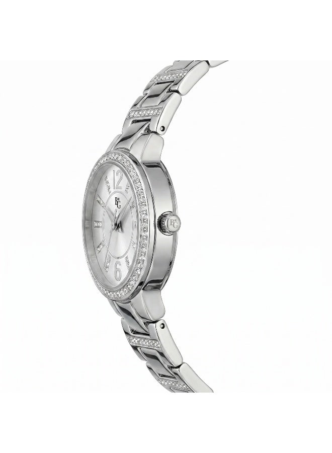 B&G Women's Silver Round Analog Dial with Silver Alloy Band Watch - 30mm - R3853247502 - Image 2