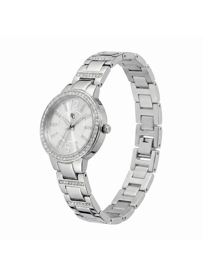 B&G Women's Silver Round Analog Dial with Silver Alloy Band Watch - 30mm - R3853247502 - Image 3