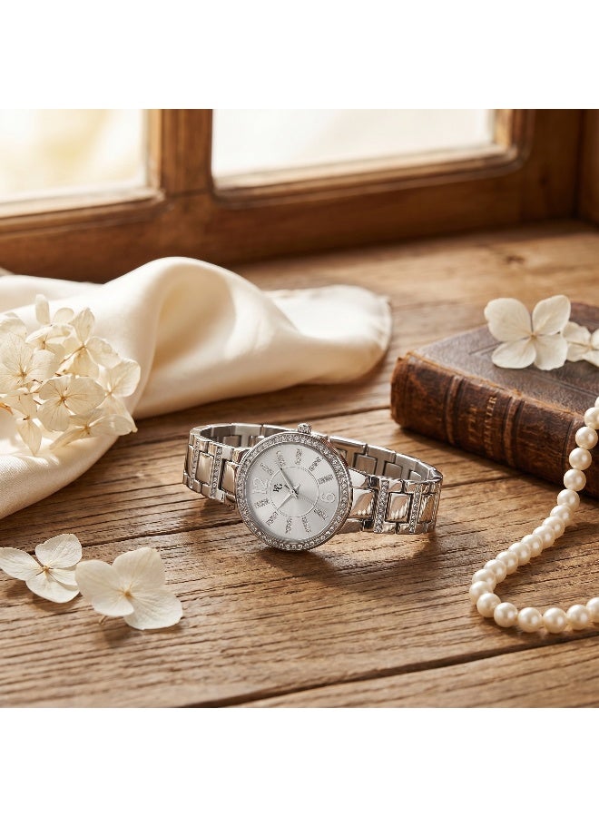 B&G Women's Silver Round Analog Dial with Silver Alloy Band Watch - 30mm - R3853247502 - Image 4