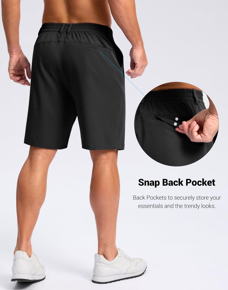 Pudolla Men's Lightweight Dress Shorts 11" Long Golf Shorts with 3 Pockets Stretch Quick Dry for Casual Travelï¼ˆBlack L - Image 4