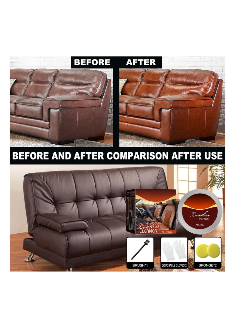 SYOSI Leather Clean-er and Conditioner Kit, Multipurpose Furniture Salve Leather Easy to Use Leather Conditioner for Couch Leather Scratches Cracks Repair Car Seats, Clothing, Shoes Leather Recoloring Balm - Image 3