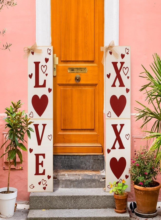 Memorywuu 2 Pcs Valentine's Day Porch Sign Love Heart Welcome Wooden Door Sign Hanging Valentine's Day Decorations Outdoor Indoor Decor for Patio Front Door Wall Yard Holiday Party Decor - Image 5