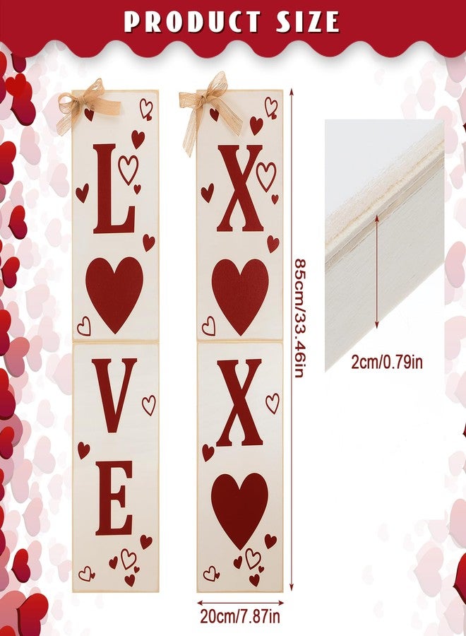 Memorywuu 2 Pcs Valentine's Day Porch Sign Love Heart Welcome Wooden Door Sign Hanging Valentine's Day Decorations Outdoor Indoor Decor for Patio Front Door Wall Yard Holiday Party Decor - Image 3