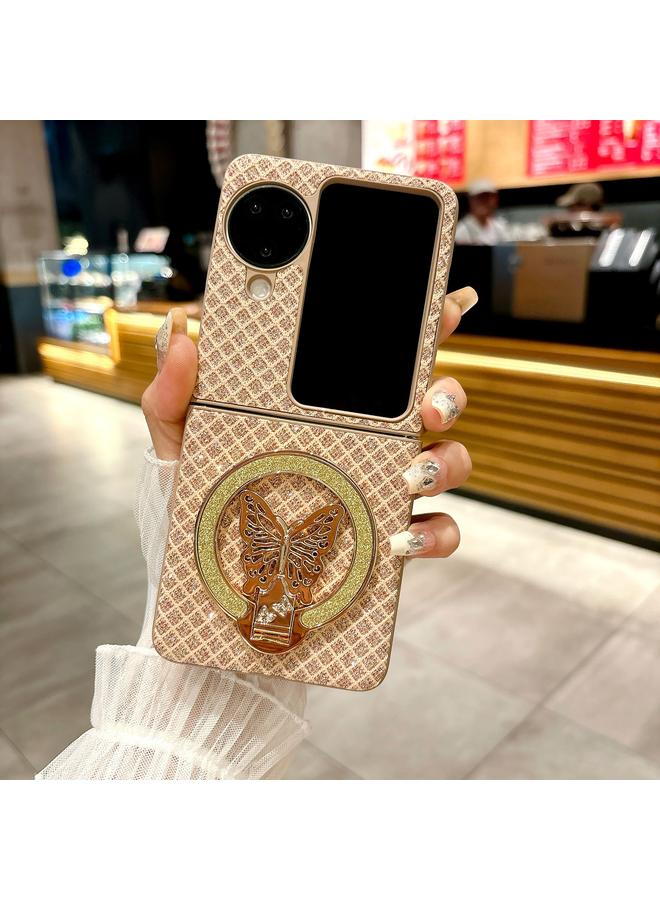 S-TOP Case For OPPO Find N3 Flip Sparkling Diamond Rhombus PC Phone Case with Holder - Image 2