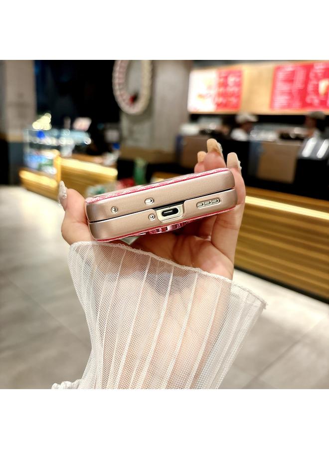 S-TOP Case For OPPO Find N3 Flip Sparkling Diamond Rhombus PC Phone Case with Holder - Image 4