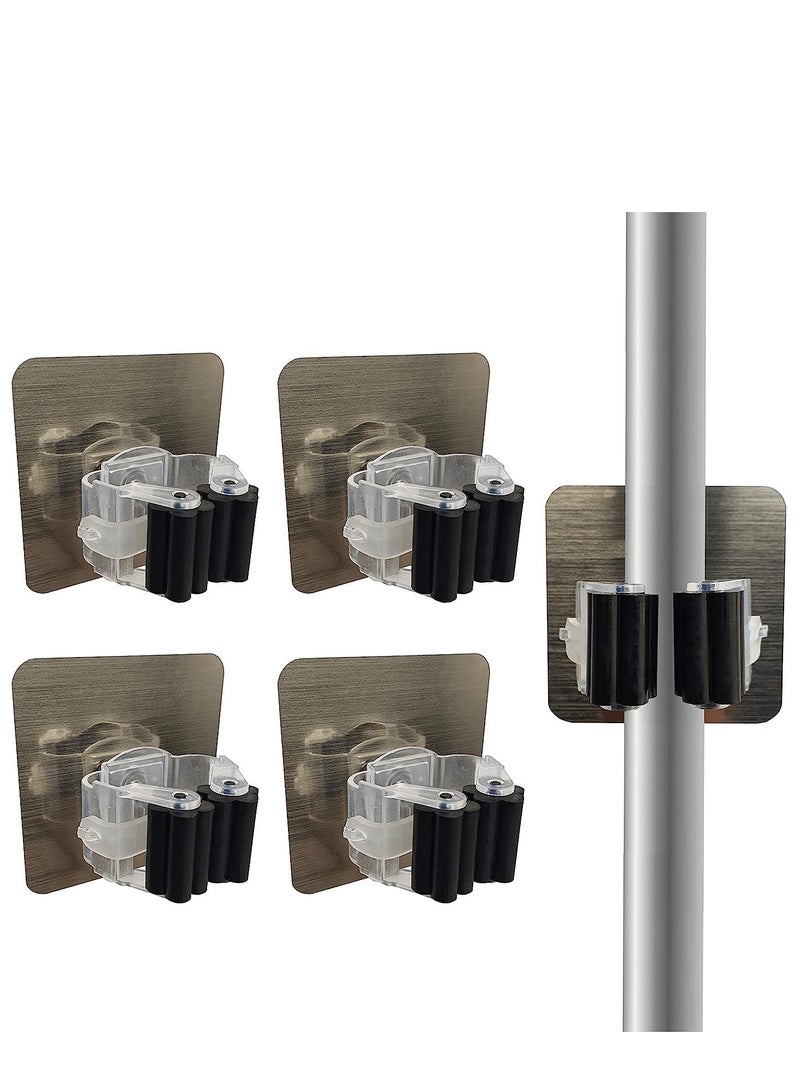 دوبكارت حامل ممسحة مكنسة ، 4 عبوات قابض مكنسة تحمل ذاتية اللصق قابلة لإعادة الاستخدام بدون حفر فائقة الانزلاق ، رف تخزين مثبت على الحائط لتخزين وتنظيم منزلك ، وخزانة ملابس المطبخ - Image 1