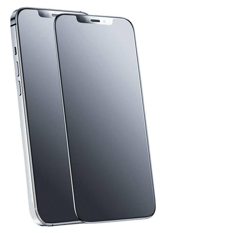 غطاء هاتف بGlass لـ iPhone XS مع حماية من السقوط ومقاومة لبصمات الأصابع مع مقاوم للصدمات مع ملمس غير لامع مع تغطية كاملة للشاشة باللون أسود باللون الأسود - Image 1