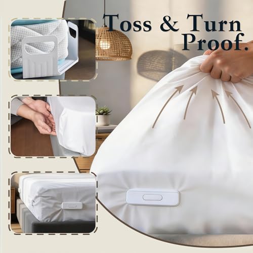 R RUCKERCO The Original Patented Fitted Sheet Holders - 4 Bed Sheet Grippers 10 Sheet Locks (8 + 2 Spares) Bed Sheet Holders For Corners, Clips, No Metal Corner Sheet Grippers Easily Say Goodbye To Loose Sheets - Image 2
