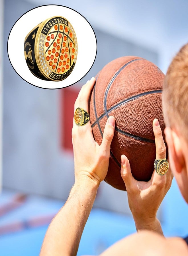 Highergo 10pcs Softball Soccer Baseball MVP Championship Trophy Ring with Display Neck Chain and Stand Basketball Cheerleading Bowling Football Volleyball Track Field for Award(Colorful,Basketball) - Image 5