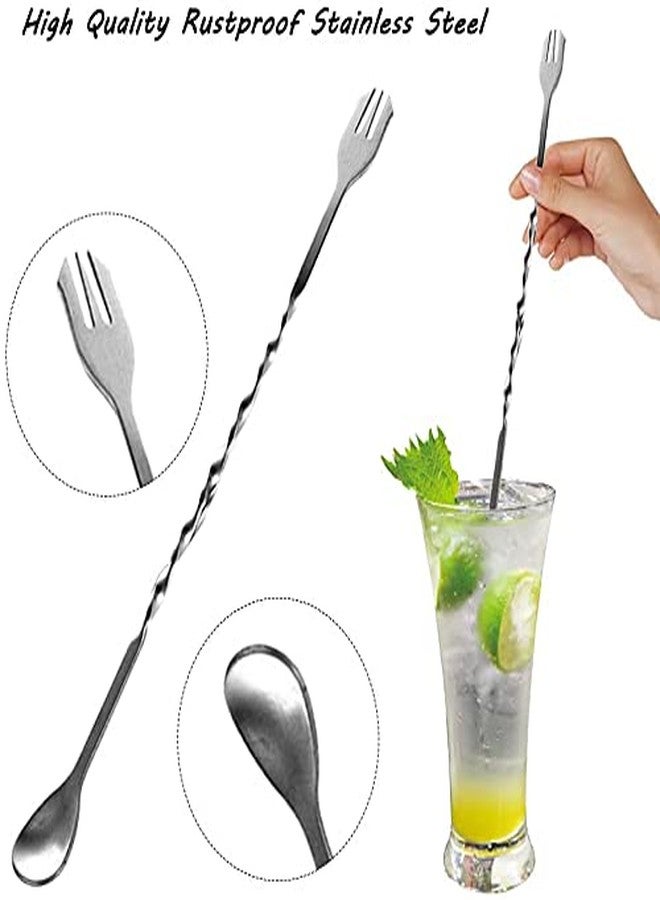 E - Ezra E-Ezra 12-Inch Stirrer Stirring Bar Spoon, Set of 3 Stainless Steel Mixing Spoons, Spiral Pattern Bar Cocktail Shaker Spoon - Image 2