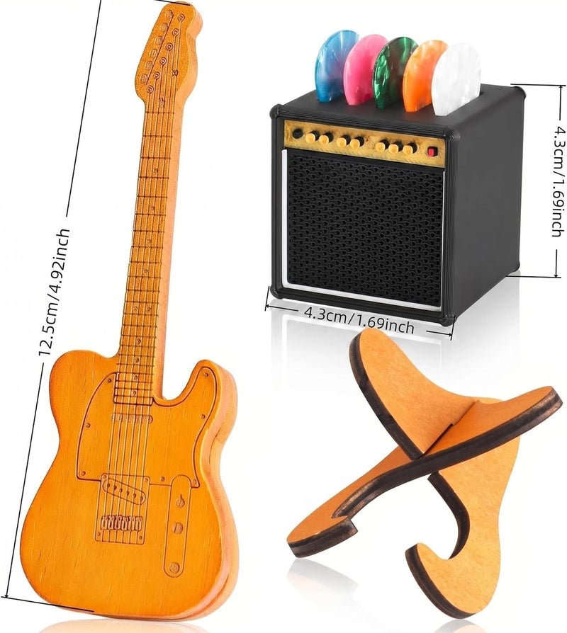 JYCSTE Guitar Picks Holder Box, Pick Display Holder, Amp Speaker Styled Pick Holder and Wooden Guitar Pick Holder with Stand, Pick Storage Box Set for Guitarists and Music Enthusiasts - Image 2