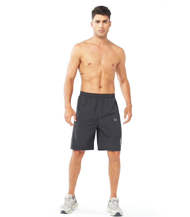 NORTHYARD Men's Athletic Running Shorts Quick Dry Workout Shorts 7"/ 5"/ 9" Lightweight Sports Gym Basketball Tennis Hiking Exercise DARKGREY-9inch M - Image 5
