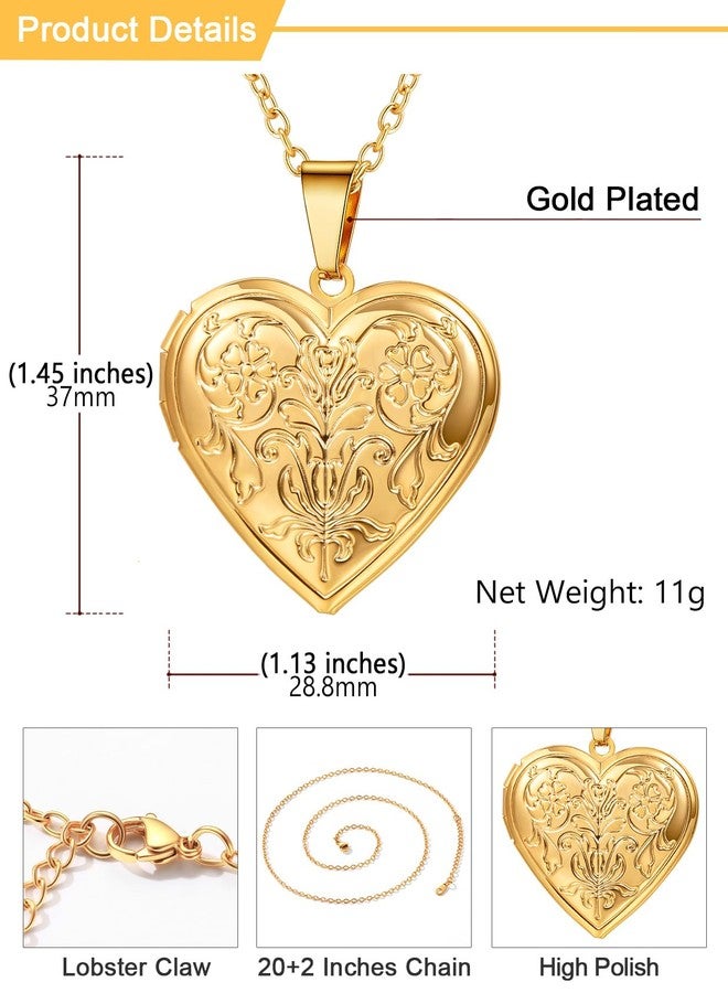 U7 Women Locket Necklace Platinum 14K Gold Photo Lockets that Hold Picture,Chain 20 Inch Personalized Gift Custom Love Heart Image Necklaces, Stainless Steel, No Gemstone - Image 5