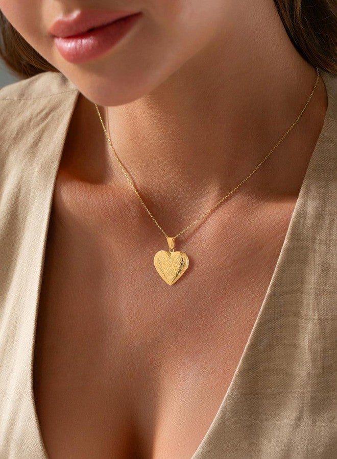 U7 Women Locket Necklace Platinum 14K Gold Photo Lockets that Hold Picture,Chain 20 Inch Personalized Gift Custom Love Heart Image Necklaces, Stainless Steel, No Gemstone - Image 2