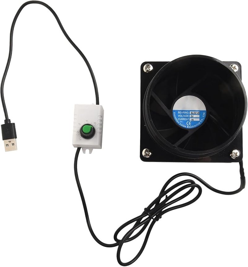 مروحة عادم صامتة قابلة لتعديل السرعة 5 فولت USB مع ملف نحاسي لتحسين جودة الهواء الداخلي في المطبخ، أسود، المروحة فقط - Image 3