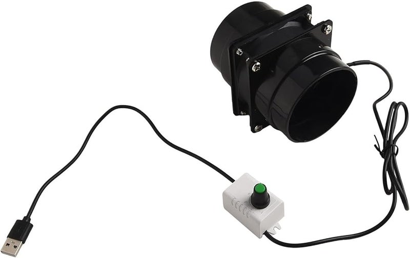 مروحة عادم صامتة قابلة لتعديل السرعة 5 فولت USB مع ملف نحاسي لتحسين جودة الهواء الداخلي في المطبخ، أسود، المروحة فقط - Image 2