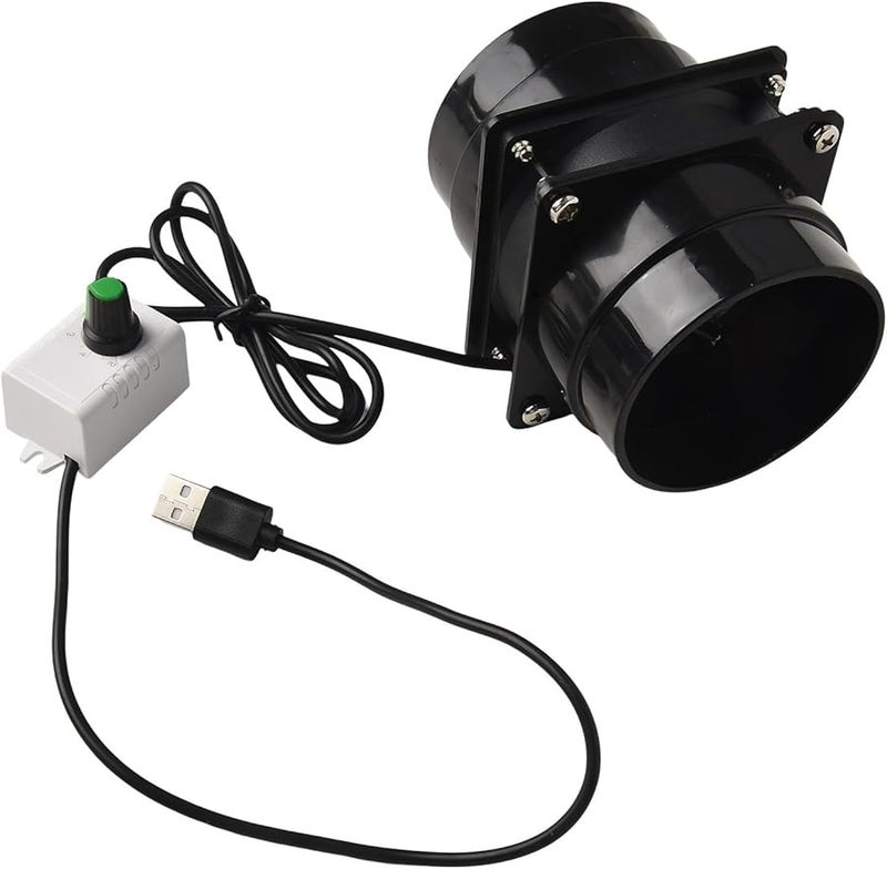 مروحة عادم صامتة قابلة لتعديل السرعة 5 فولت USB مع ملف نحاسي لتحسين جودة الهواء الداخلي في المطبخ، أسود، المروحة فقط - Image 4