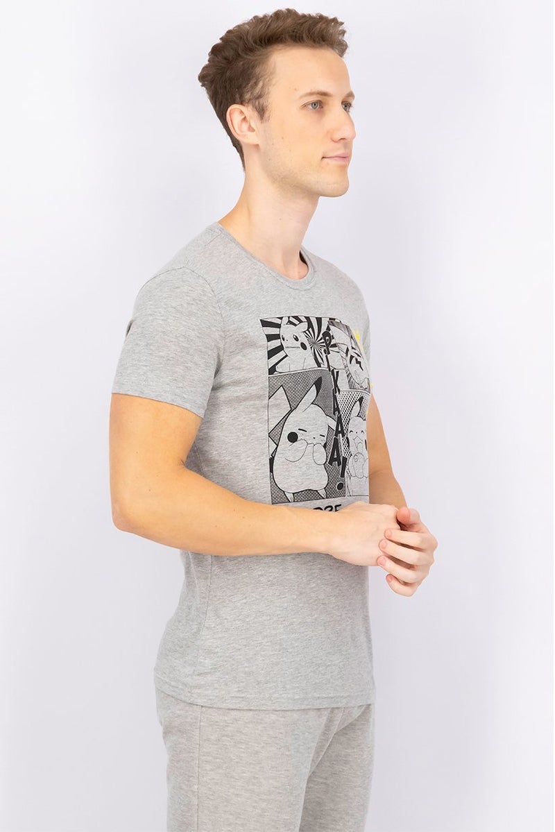 DIFUZED Men Crew Neck Short Sleeve Graphic Shirt, Grey - Image 3