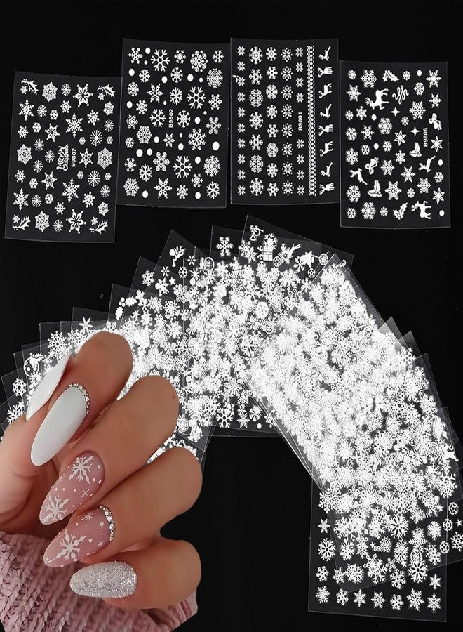 Scheibe 3D White Floral Nail Art Stickers, Acrylic with Glossy Finish, 25 Sheets, Water Resistant - Image 1