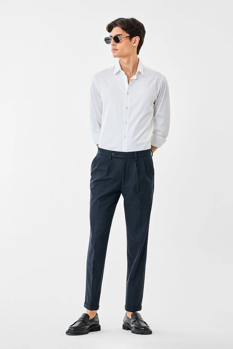 Snitch Navy Slim Fit Checks Trousers for Men | Best Price UAE