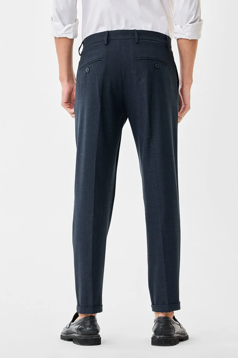 Snitch Navy Slim Fit Checks Trousers for Men | Best Price UAE