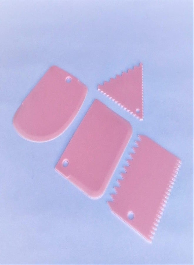 Eoast ? plastic Paint scrapers for Water, Oil and Other Types of Painting Paint Texture Design tool,Clay texture dedign tool (Pack of 4 Pcs) (PINK SIDE SCRAPERS)