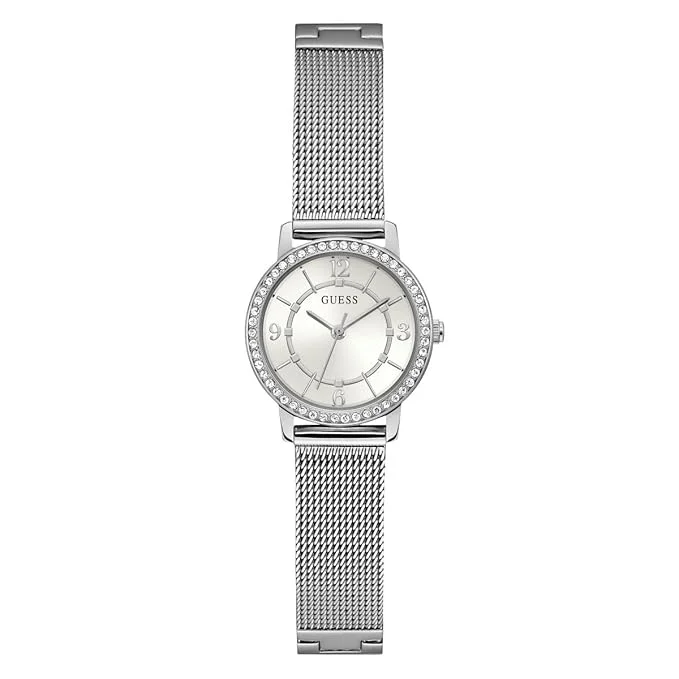 GUESS GUESS Melody White Round Dial Analog Women's Watch - GW0534L1, Silver Tone, Analog Watch
