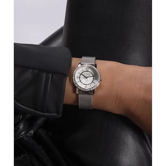 GUESS GUESS Melody White Round Dial Analog Women's Watch - GW0534L1, Silver Tone, Analog Watch