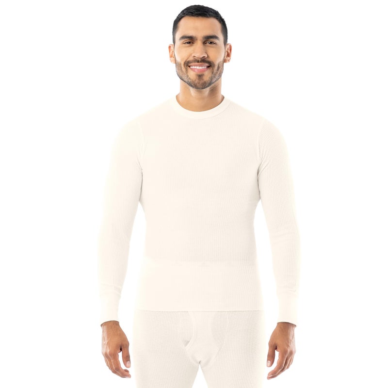 Indera Indera Men's Traditional Waffle Thermal Underwear Long Sleeve Shirt, Natural, Large  - Image 1