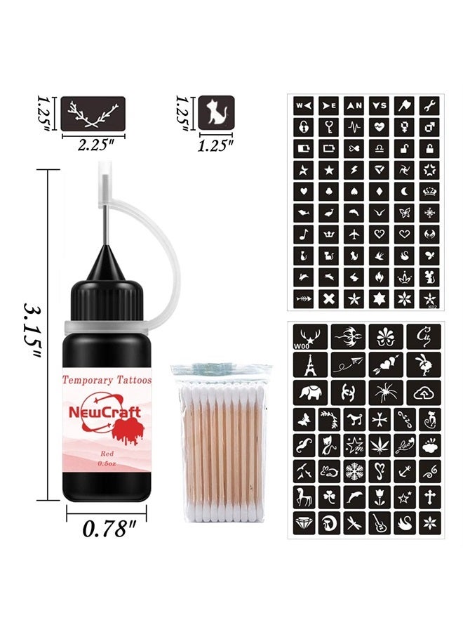 NewCraft Temporary Tattoos Kit Jagua Tattoo Kit with 8 Colors Temporary Tattoo Inks, Freckles Jagua Gel for Body Art Markers, 102 Patterns Fake Tattoos stencils DIY for Men Women - Image 1