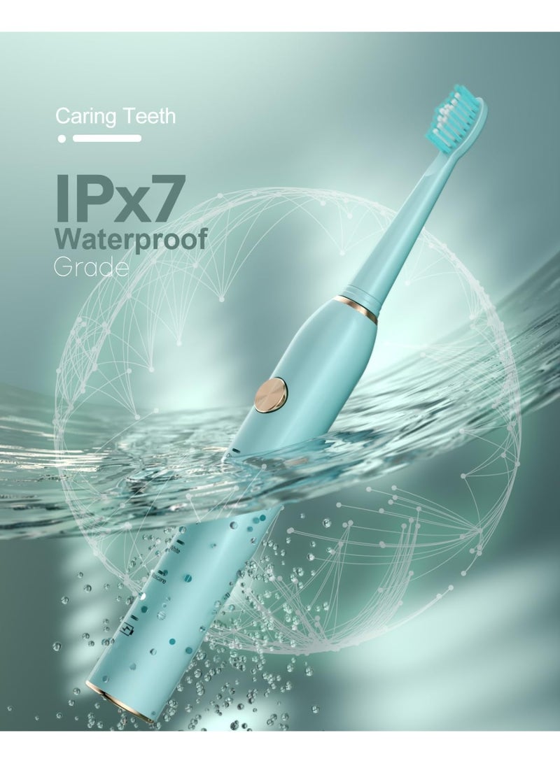 عام فرشاة أسنان كهربائية سونيك للبالغين، فرشاة أسنان كهربائية قابلة لإعادة الشحن مع 8 رؤوس فرشاة، تبييض الأسنان، فرشاة أسنان كهربائية مع حامل، شحن لمدة 3 ساعات لمدة 120 يومًا باللون الأخضر - Image 2