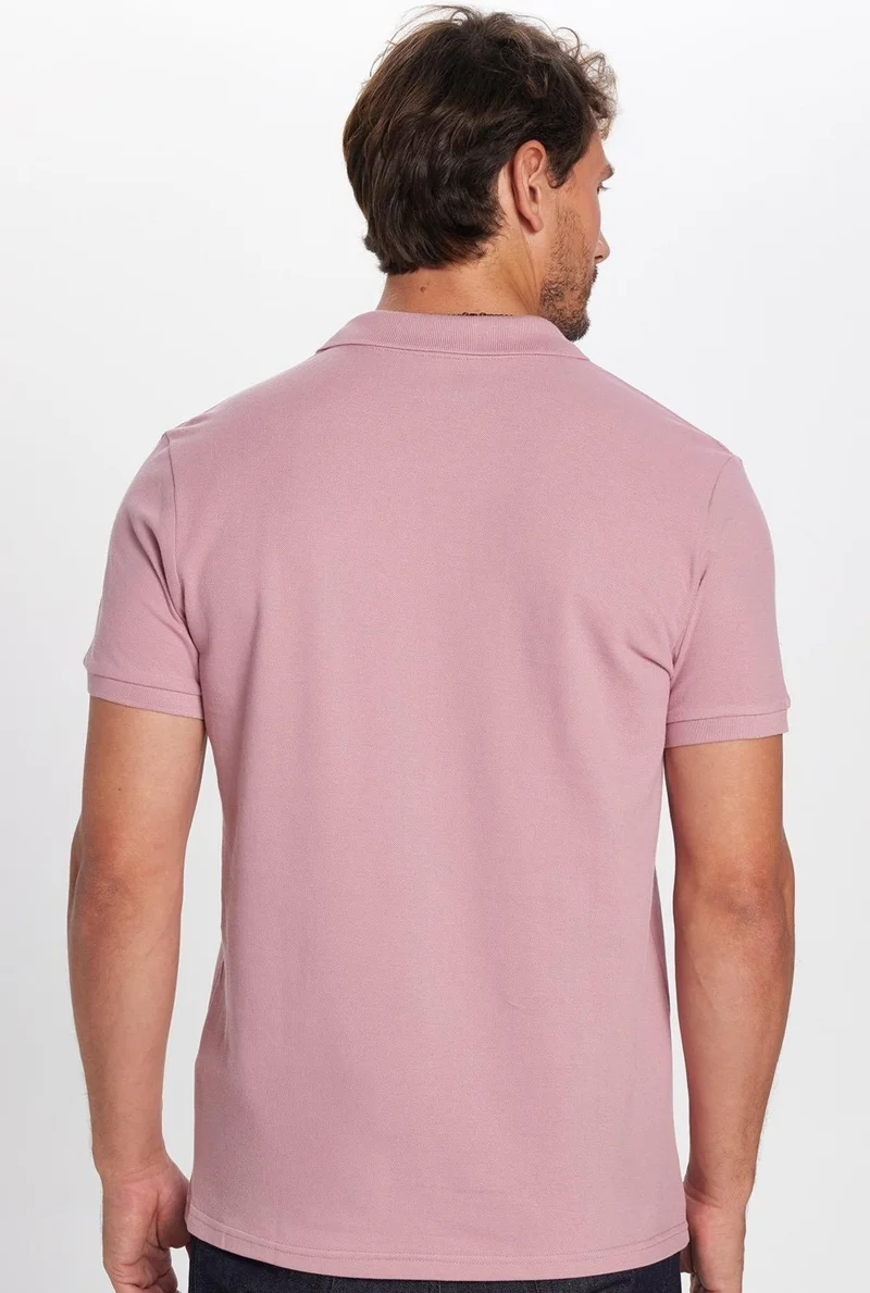 Tudors Men's Slim Fit Slim Cut Cotton Dusty Rose Polo Neck T-Shirt