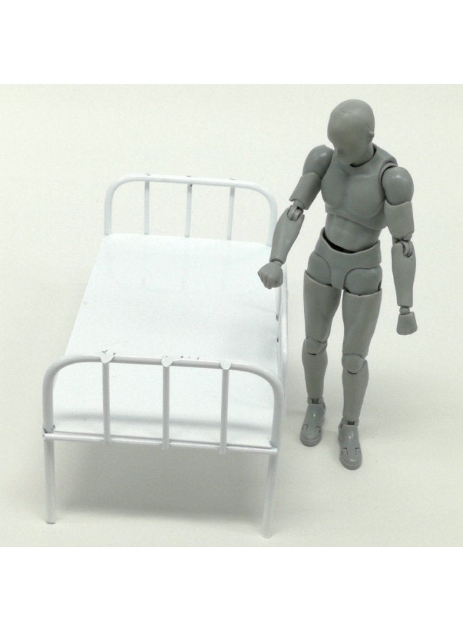Dollhouse Mini Model [iron Frame Bed Single Bed] Baby House Iron Soldier Dormitory Bed Model Accessories-Color:C1004-2 Single-layer Iron Bed White  - Image 1