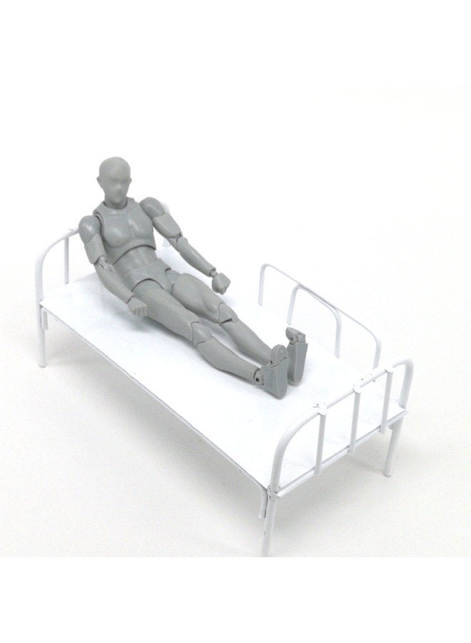 Dollhouse Mini Model [iron Frame Bed Single Bed] Baby House Iron Soldier Dormitory Bed Model Accessories-Color:C1004-2 Single-layer Iron Bed White  - Image 4