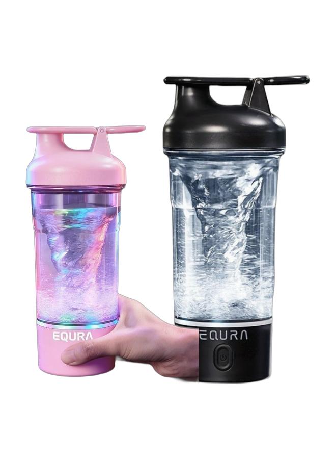 معادلة زجاجة شيكر ماء مطارة ماء كهربائية عالية الجودة لخلط البروتين (مادة تريتان - خالية من بيفا) - 26 أونصة كوب مُخلط محمول بالدوامة/مُشحنة عبر USB لعصائر البروتين - مناسبة للرياضة والتدريب البدني/الجيم هدية عيد ميلاد للرجال والنساء والآباء والأمهات. (أسود) - Image 1