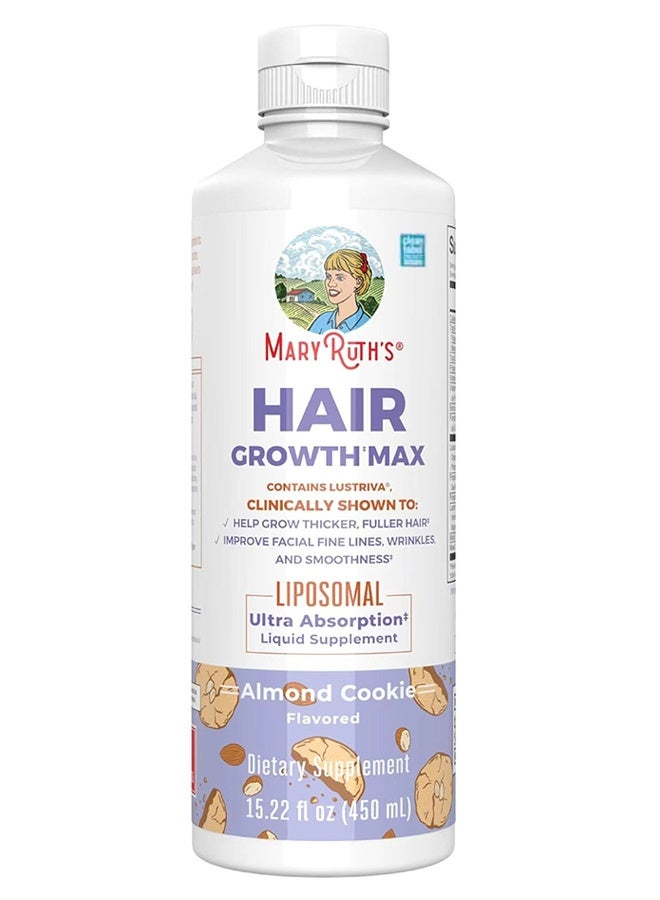 MaryRuth's Organics Women's Hair Growth MAX Liposomal | with Lustriva® + Biotin 10000mcg + Pumpkin Seed Oil | Thicker Hair | Hair Care | Wrinkles, Fine Lines, Skin Care | Ages 18+ | 15.22 Fl Oz - Image 1