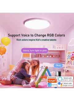 يوڠام ضوء سقف ذكي من أليكسا RGB WiFi، مصباح سقف LED قابل للتعتيم، متوافق مع أليكسا وجوجل هوم، مصباح سقف متغير الألوان لغرفة النوم والمطبخ  - Image 3