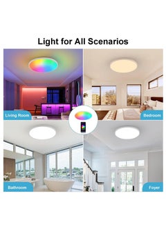 يوڠام ضوء سقف ذكي من أليكسا RGB WiFi، مصباح سقف LED قابل للتعتيم، متوافق مع أليكسا وجوجل هوم، مصباح سقف متغير الألوان لغرفة النوم والمطبخ  - Image 4