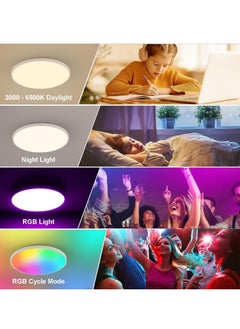يوڠام ضوء سقف ذكي من أليكسا RGB WiFi، مصباح سقف LED قابل للتعتيم، متوافق مع أليكسا وجوجل هوم، مصباح سقف متغير الألوان لغرفة النوم والمطبخ  - Image 5