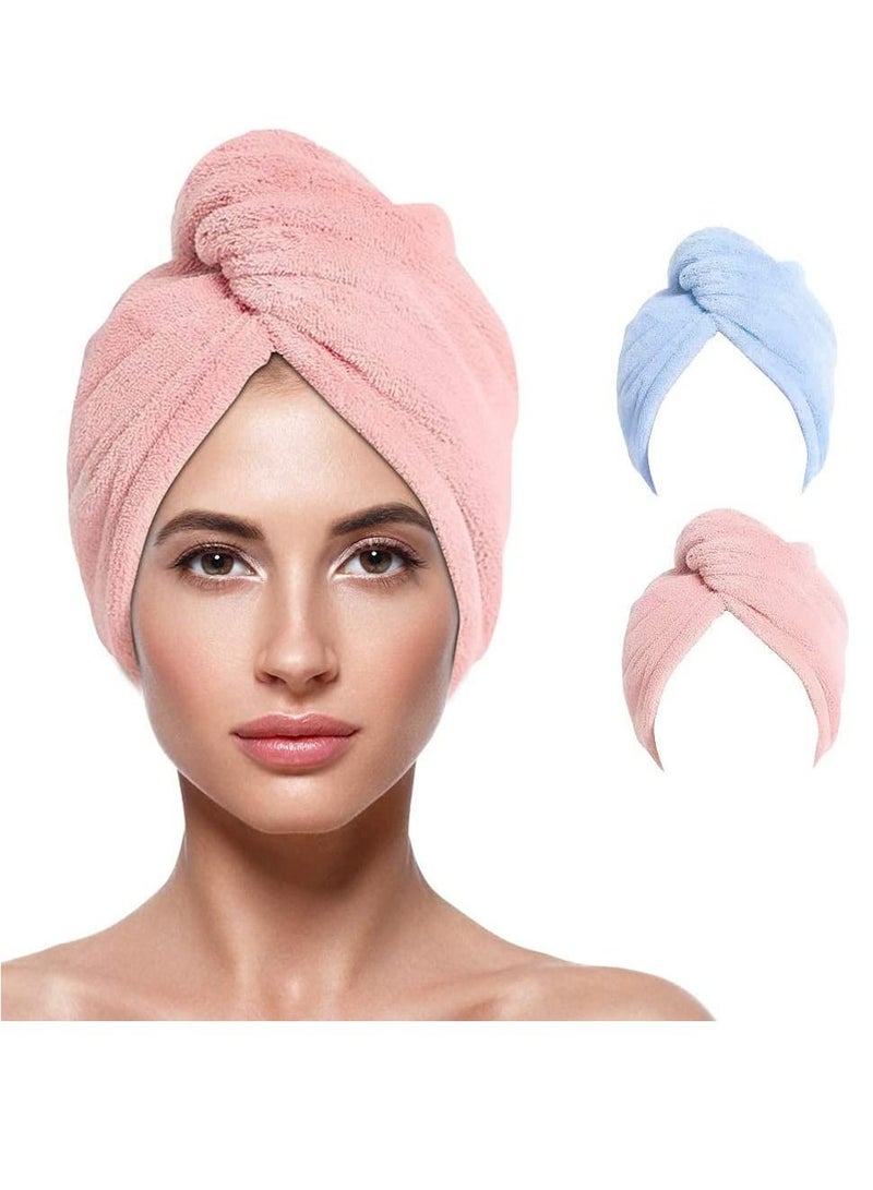 Microfiber Hair Towel Wrap 2 Pack Super Absorbent Fast Drying Hair Turban soft Anti Frizz Hair Wrap Towels for Women Wet Hair Curly Longer Thicker Hair - Image 1