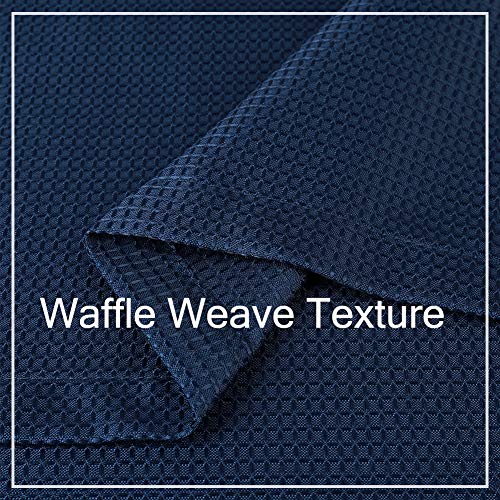 CAROMIO Navy Blue Curtain Valances for Kitchen, Waffle Textured Short Valances for Bathroom Windows Cafe Bathroom Curtains Short, Navy Blue, 60x15 Inch - Image 3