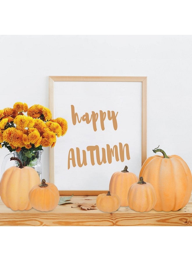 Winlyn 7 Pcs Assorted Sizes Artificial Fall Pumpkins Faux Orange Decorative Foam Pumpkins for Gifts Fall Baby Shower Wedding Thanksgiving Halloween Table Centerpiece Mantel Decor - Image 4